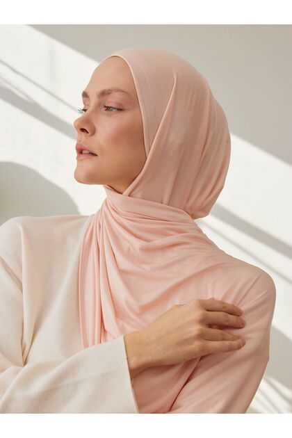 Küçük Premium Jersey Şal | Renk: Krem Pembe | Hijab