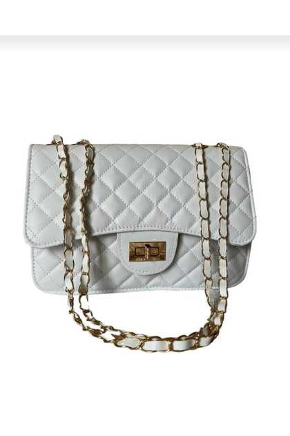 Women's White Gold Chain Stylish and Useful 3-Compartment Shoulder Bag