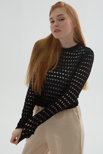 Openwork Blouse Black