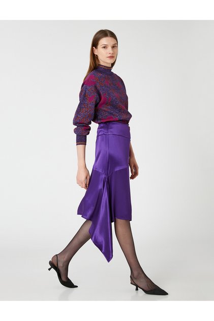 X Selected by Melis AÄŸazat - Satin Asymmetrical-Cut Short Skirt