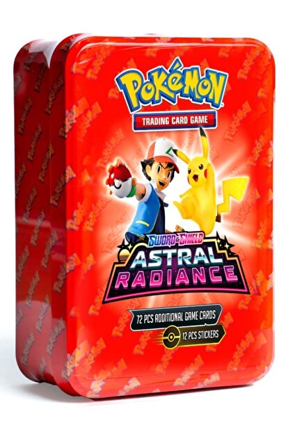 TOYFEST Lisanssız Pokemon 72'li Oyun Kartı Metal Kutu Sword Shield