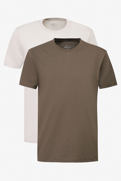 HAKI-GRI Men's Slim Fit Cotton Basic T-Shirt - Pack of 2