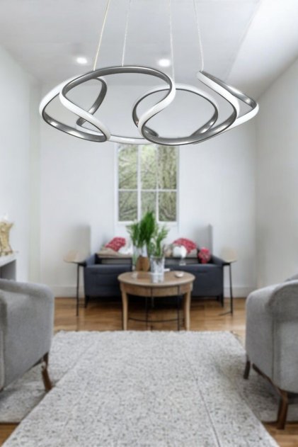 Lizbon Modern Tasarım Gri Renk Beyaz Ledli Cafe - Mutfak - Salon Led Avize