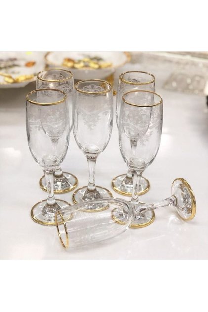 Gold Coffee Side Glass Water Cup Set for 6 People
