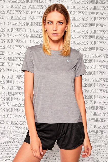 Miler Dri Fit Tee Sırt Hava Panelli Koşu Spor Antrenman Tişörtü Gri