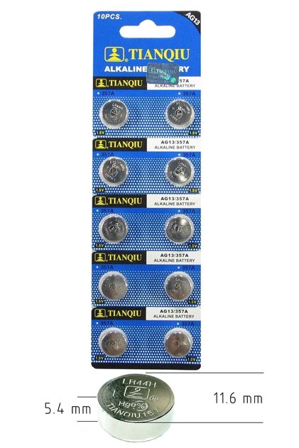 Tianqıu Ag13 Lr44h 357a A76 Sr44sw 1.5 V 10 Adet Alkalin Pil