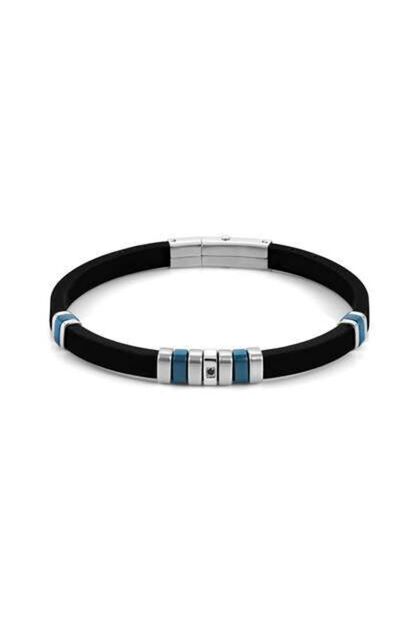 Cıty Bracelet In Steel, Rubber And Black Cz (028_chocolate)