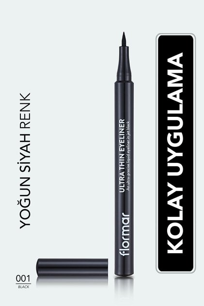 Ultra Ince Uçlu Eyeliner (SİYAH) - Ultra Thin Eyeliner - 001 Black - 8690604478491