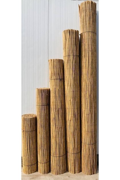 Kamış Çit Bambu Çit Hasır Doğal 1,00 X 5,00 Metre ( Misina İpi )