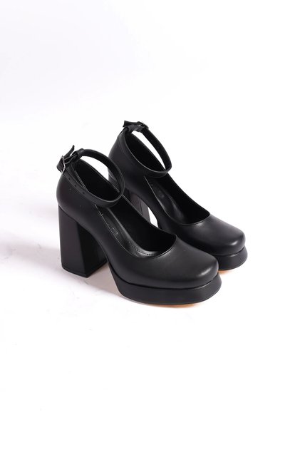 Women's Platform Heeled Black Shoes