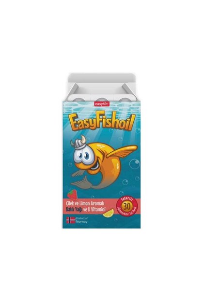 Easy Fish Oil Strawberry and Lemon Flavored Fish Oil and Vitamin D 30 Chewable Gels