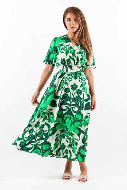 Ritnice Aren Grass Green Viscose Women's Dress- Trendyol