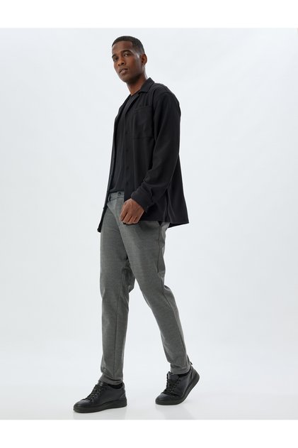Chino Trousers with Pocket Detail, Viscose Blend