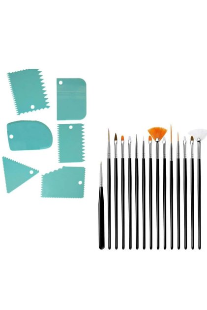 6-piece Cake Decor Brush Set - 15-piece DouGh Cutter Food ColorinG Brush