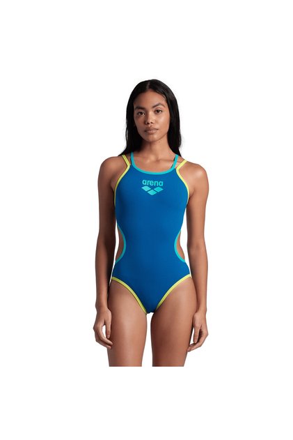 One Double Cross Back One Piece Women's Blue Swimwear 004732630