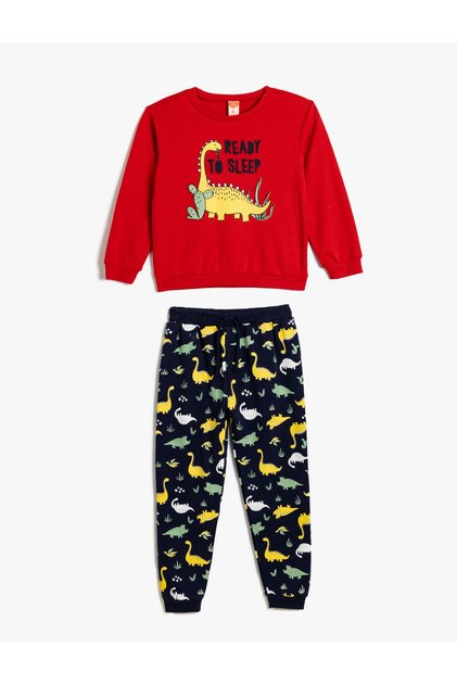 Cotton Pajama Set with Dinosaur Print