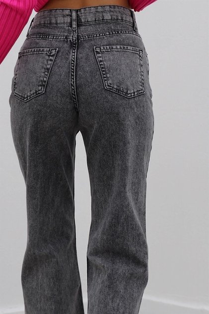 Women's Smoked Snow Wash Super High Waist Lycra Loose Leg Denim Jeans