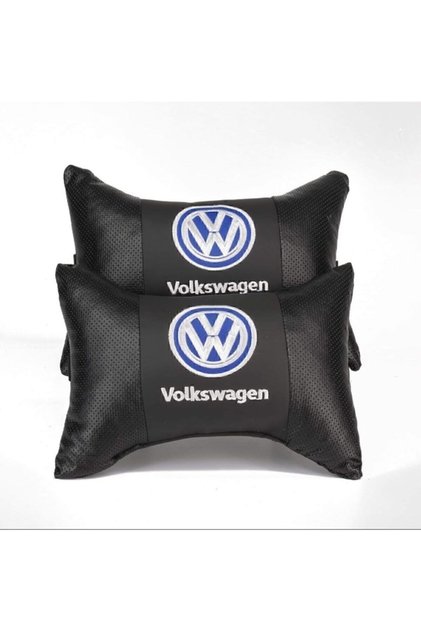 Volkwagen Leather Embroidered Auto Headboard Neck Pillow Two Pieces