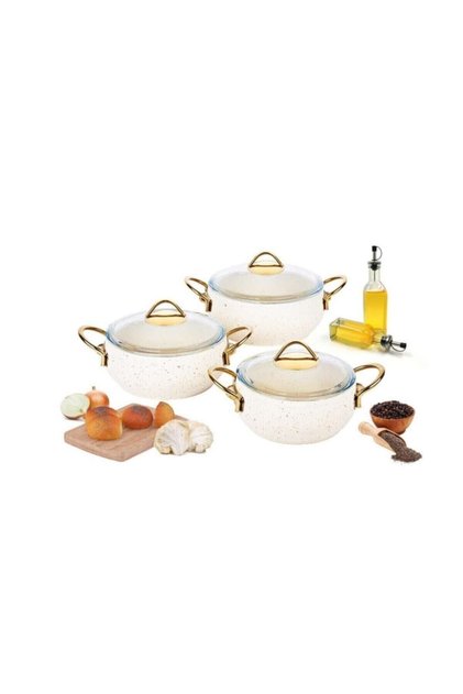 Granite Hot Pot Gold Handle 3-Piece Pot Set