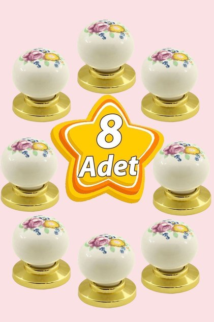 8 Pcs Snowdrop Real Porcelain Button Gold Gold Drawer Cabinet Door Handle Handle Porcelain Handle