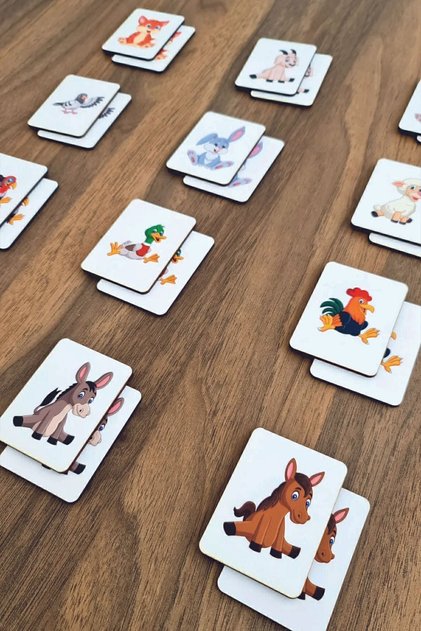 Wooden Intelligence Cards Matching Game Wooden Puzzle Toy (Farm Animals)