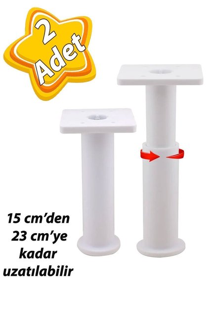 2 Adet Modül Ayarlanabilir Destek Ayağı 15 X 23 Cm Beyaz Ayak Mobilya Kanepe Baza Koltuk Ünite Ayakl
