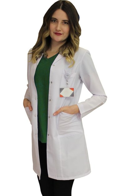 Gömlek Yaka Kadın Diz Üstü Boy - Uzun Kol Doktor Önlüğü , Öğretmen Laboratuvar , Hastane Beyaz Önlük
