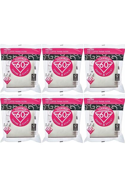 100-Count Coffee White Paper Filters 6 Pack Set Size 02 Total of 600 Sheets
