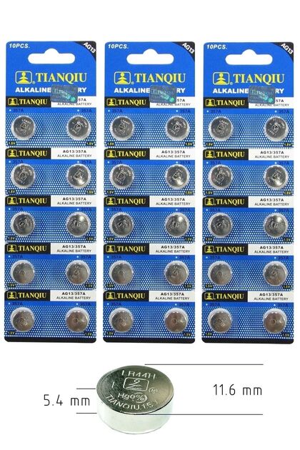 Tianqıu Ag13 Lr44h 357a A76 Sr44sw 1.5 V 30 Adet Alkalin Pil