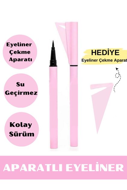 Siyah Kalem Eyeliner - Eyeliner Çekme Aparatlı - Eyeliner Çekme Aparatı Dahil