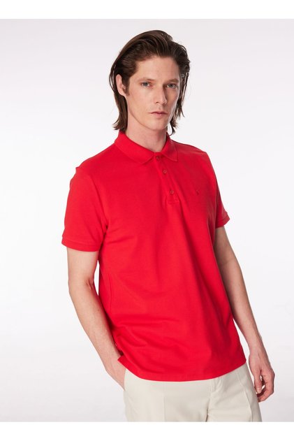 Kırmızı Erkek Basic %100 Pamuk Polo T-Shirt CM NOBRO K CEPSIZ