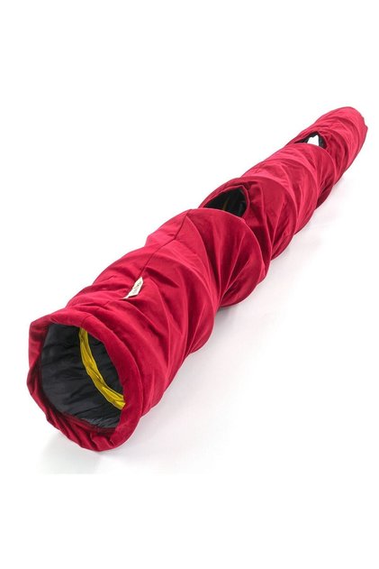 Foldable Long Velvet Cat Tunnel (Red)