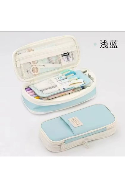 Angoo Special Large Capacity Expandable Canvas Pen Holder Cloud Blue