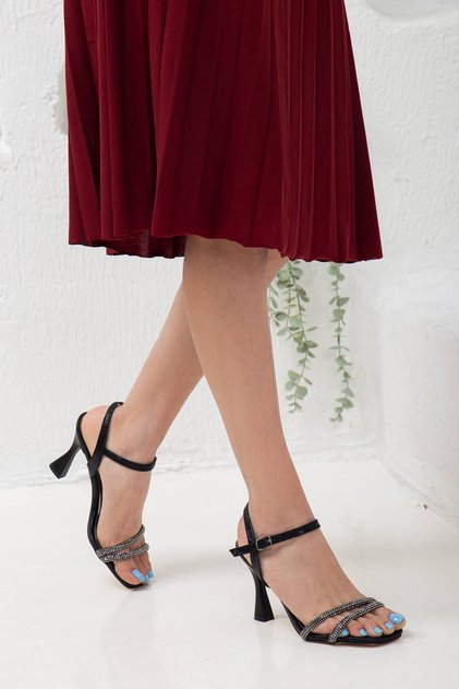 Women's 8 Cm Special Heeled Summer Shoes Black