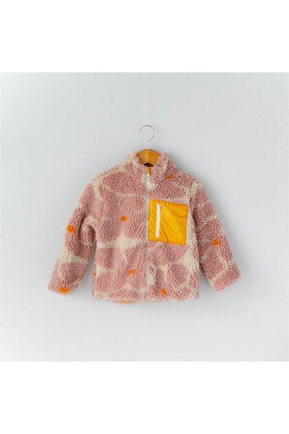 Faux Fur Girl's Coat - Flower Pattern