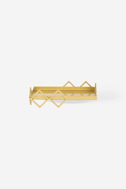 Gold Prizma 2-Piece Presentation Tray with Stand - Metal Organizer - Fancy