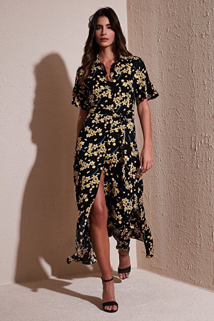 chinese dress ladies Lenny Chemisier Long Dress with Slit