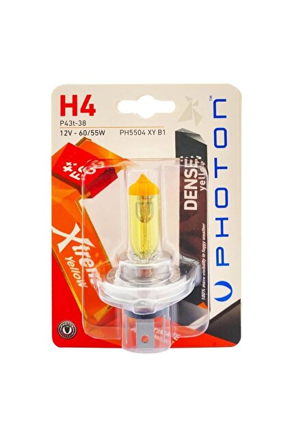Photon H4 12v 60/55w Extreme Yellow (TEKLİ BLİSTER) Ph5504 Xy B1