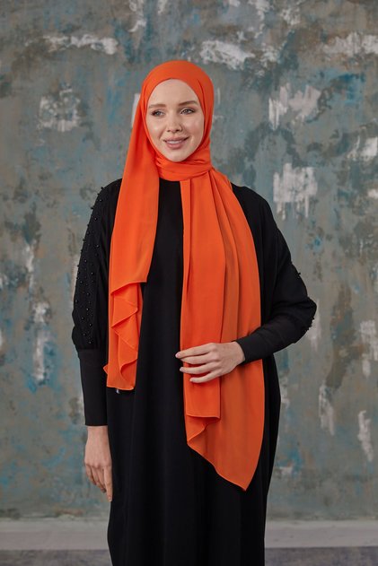 Krep Şifon Şal - Oranj