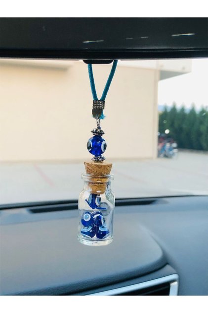 Glass Bottle Car Mirror Ornament Car Charm Evil Eye Protection 1 Piece