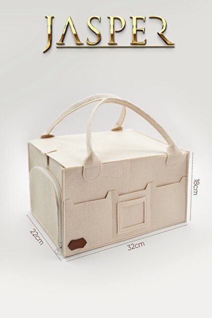 JASPER Keçe Bej Sade İsimlik Fotoğraf Bölmeli Kapaklı Çok Amaçlı