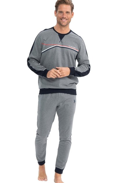 Men's Pajama Set with Elastic Legs and Sleeves, Long Sleeves, Anthracite