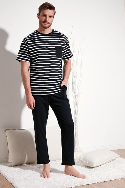 Cotton Regular Fit Short Sleeve Pajama Set Men's Pajama Set 6572010