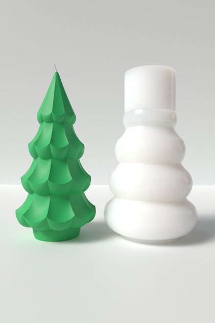 Büyük Yılbaşı Ağacı Mum Silikon Kalıp 15 x 7.3 cm - Çam Ağacı Mum Kalıbı, Yılbaşı Mum Kalıbı