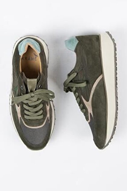 Krahe Calista Erkek Hakiki Deri Bağcıklı Laci-Yeşil Sneakers