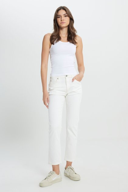 Slim Fit Slim Fit Regular Waist Skinny Leg 100% Cotton Rider Women's Ecru Jean Denim Jeans