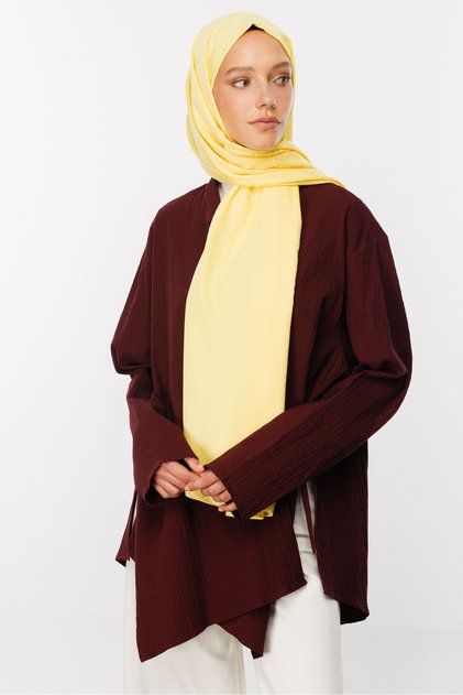 Yellow Lotus Pattern Silky Jacquard Shawl