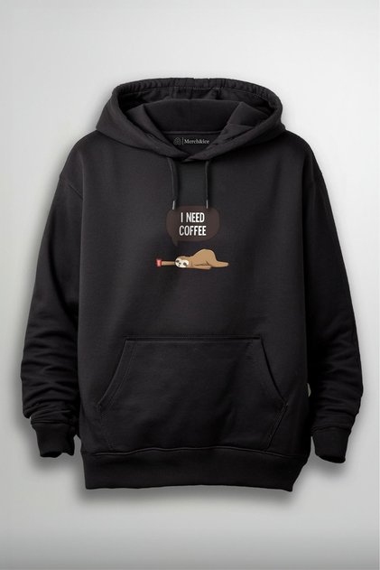 Sloth Front Printed Unisex Hoodie - I Need Coffee