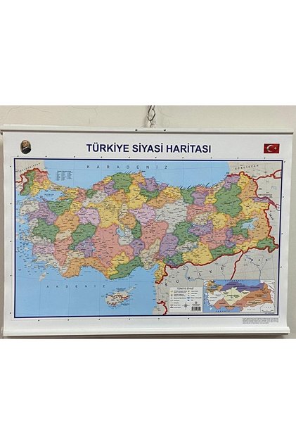 Türkiye Haritası Çift Taraflı Çıtalı 70x100 Cm