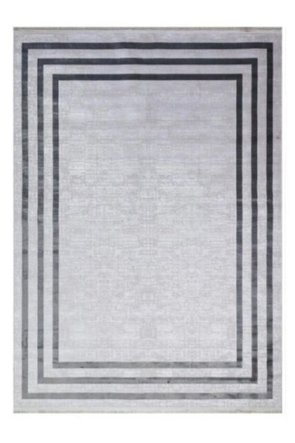 Art Bambu Saten Gri 2185 Çerçeve Desenli Makinede Yıkanabilir Dokuma Halı